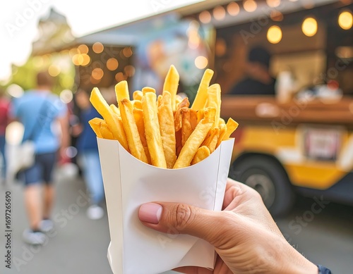 Handheld fries in paper cone