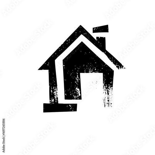 Vector Minimalist house with distressed texture.