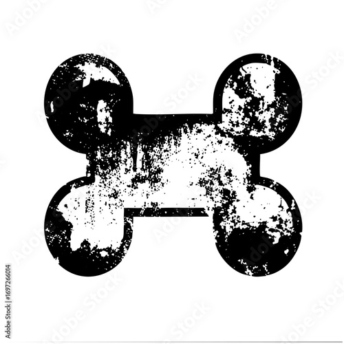 Vector Distressed bone depicts a playful pet treat.