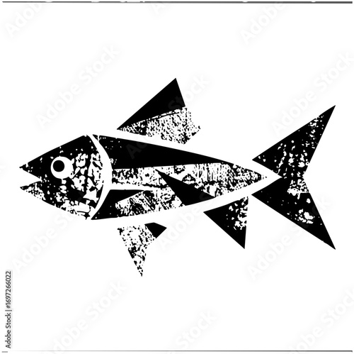 Vector Geometric fish with textured details.