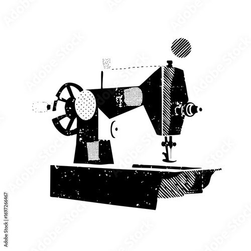 Vector Vintage sewing machine with geometric details.