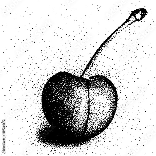 Vector Detailed of a dark plum with a curved stem.