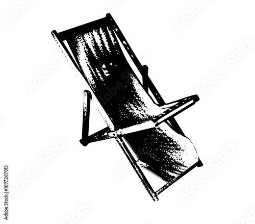 Vector Black and white of a reclining beach chair.