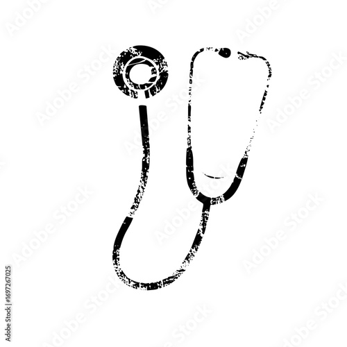 Vector Black stethoscope with a distressed texture.