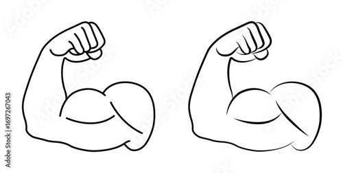 Arm Flexing Bicep Emoji vector illustration.
