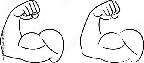 Arm Flexing Bicep Emoji on transparent background.	