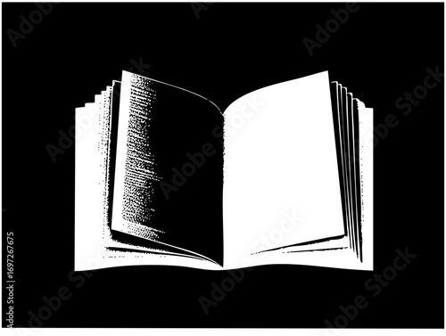 Vector Open book with detailed pages and blank space.