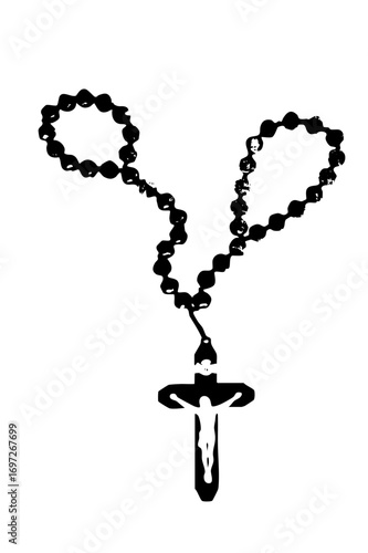 Vector Black vector of a female reproductive system with beaded strands.