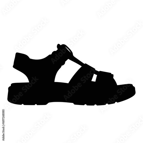 Black silhouette of a modern sporty sandal