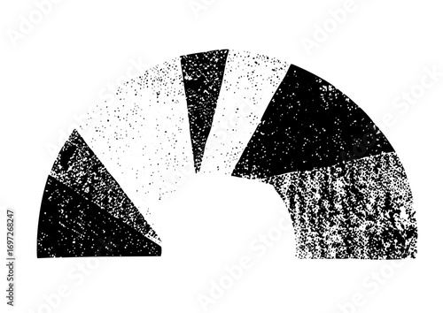 Vector Abstract pie chart segments with distressed texture