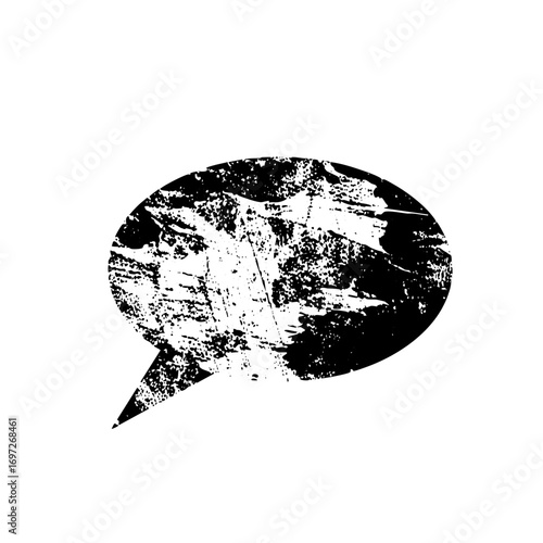 Vector Distressed speech bubble with textured fill.