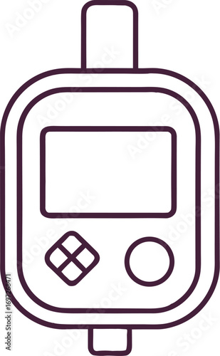 Medical glucometer device with sugar cube symbol isolated on white background isolated on transparent background