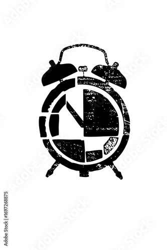 Vector Vintage alarm clock with distressed texture.