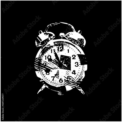Vector Distressed alarm clock with visible numerals.