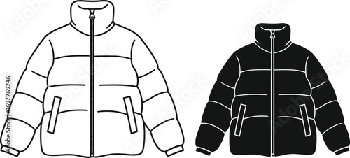 Stylish puffer jacket designs in white and black, perfect for fashion inspiration.