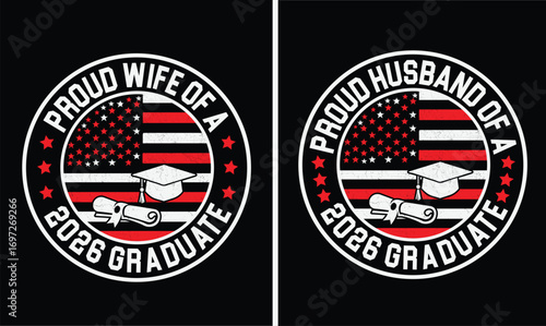 Proud husband and wife of a 2026 graduate t-shirt design.