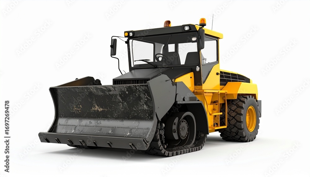 Naklejka premium Yellow Construction Grader Isolated on White Background