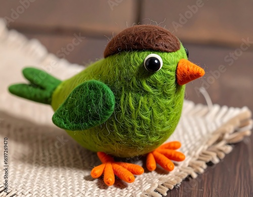 Handmade felt bird figurine