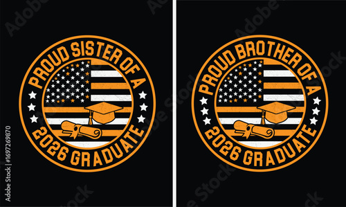 Proud sister and brother of a 2026 graduate t-shirt design.