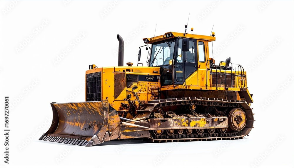 Fototapeta premium Yellow Bulldozer Isolated on White Background