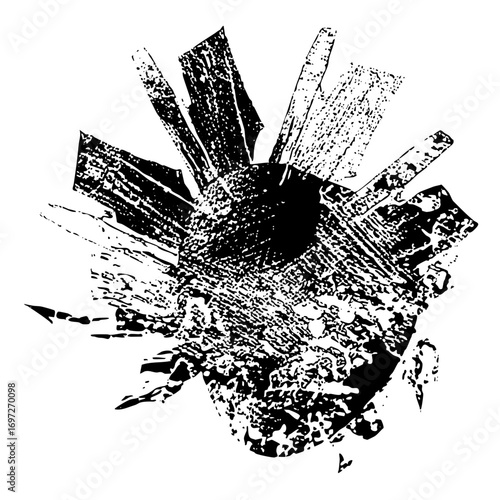 Vector Abstract burst of fragmented shapes creates a dynamic explosion .