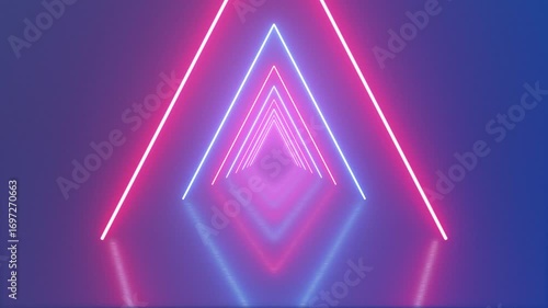Futuristic Neon Triangle Tunnel Loop Animation