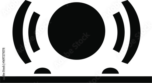 Abstract sound wave emanating from a central circle, symbolizing communication or energy.