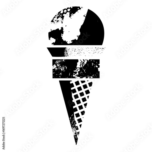 Vector Black silhouette of an ice cream cone .