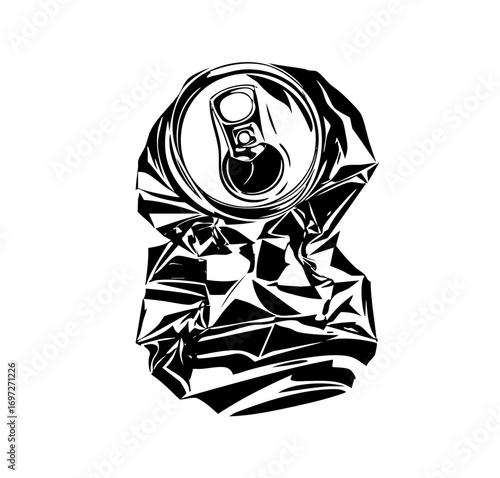 Vector Crushed aluminum can with open top