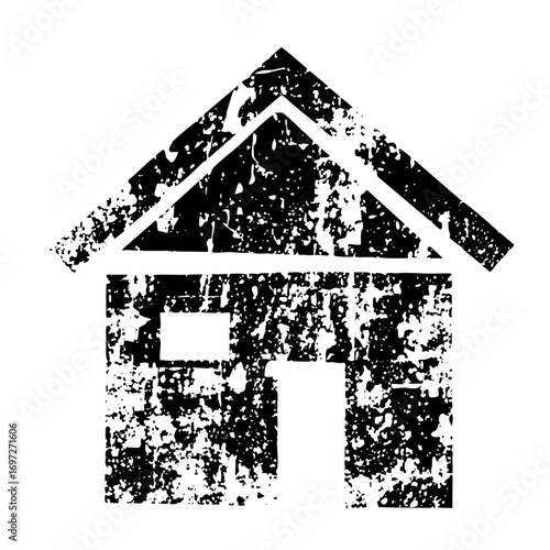 Vector Distressed house represents shelter and homeownership.