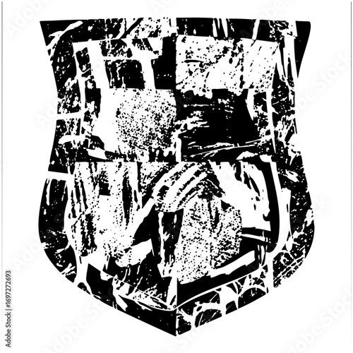 Vector Vintage heraldic shield featuring a knight in armor.