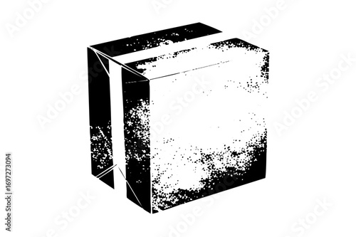 Vector Geometric cube with textured facets .