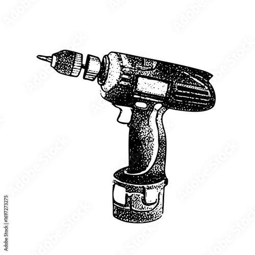 Vector Detailed of a cordless power drill tool.