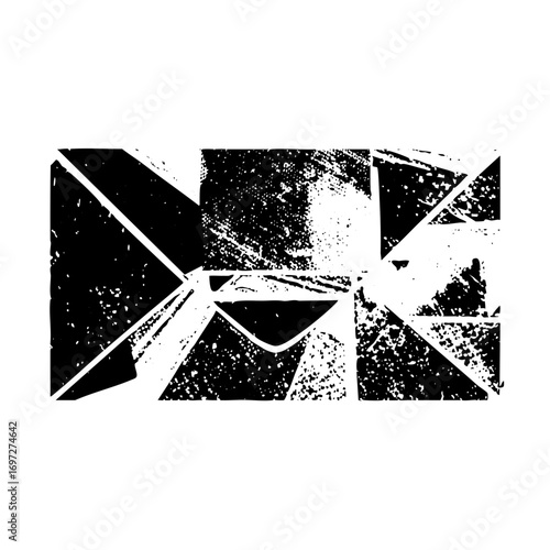 Vector Abstract geometric featuring fragmented shapes and a central focal point.