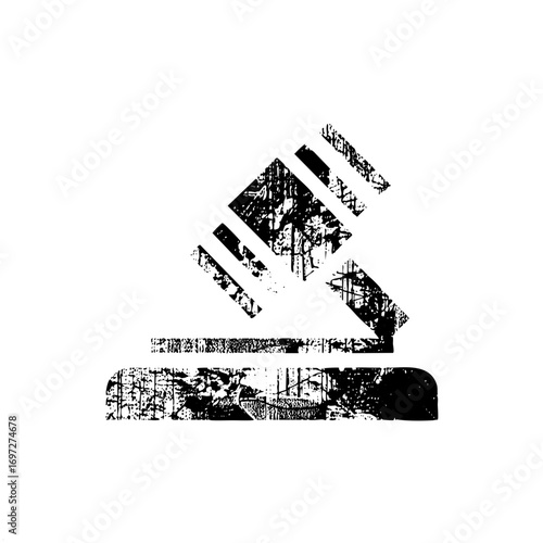 Vector Abstract downward arrow with stacked rectangular elements.