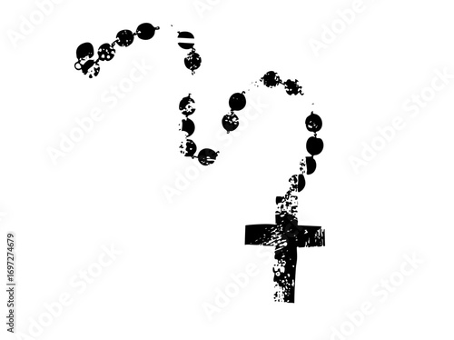 Vector Black Rosary with Cross