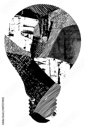 Vector Abstract portrait silhouette within a lightbulb shape.