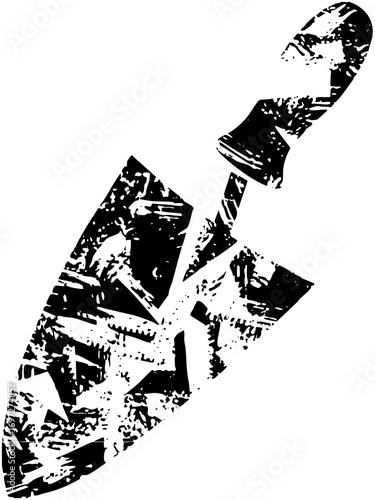 Vector Black footprint depicts a worn shoe sole impression.