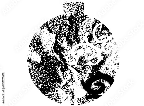 Vector Abstract grenade with distressed texture.
