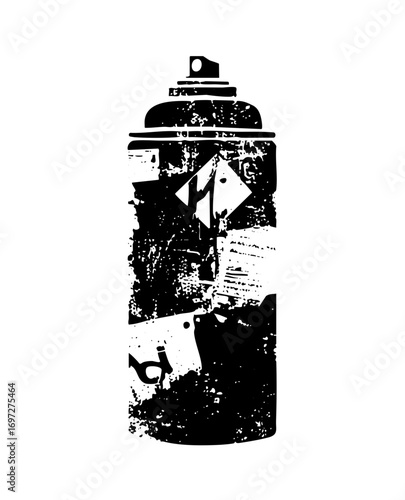 Vector Distressed spray can with graffiti elements