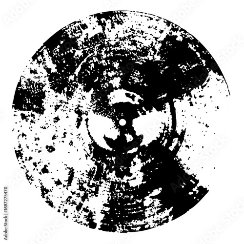 Vector Abstract circular features a distressed textured moon .