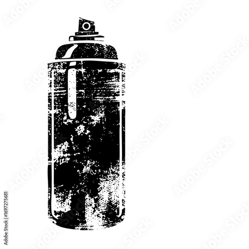 Vector Distressed spray can with a textured grunge aesthetic.
