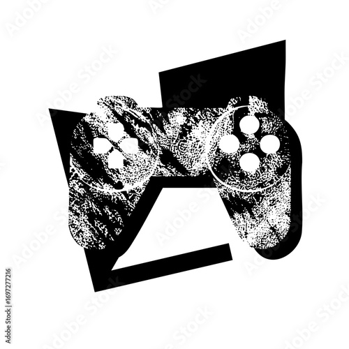 Vector Gaming controller integrated with abstract geometric shapes.