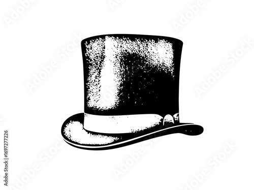 Vector Elegant black top hat with ribbon detail.
