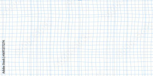 Abstract light blue grid pattern with a slightly distorted or wavy effect on a white background