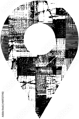 Vector Abstract skull composed of textured vector shapes.