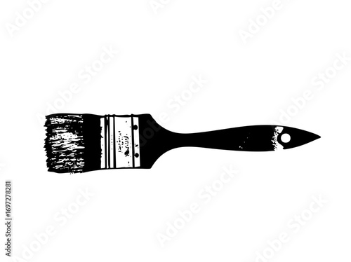 Vector Black Paintbrush with Bristles