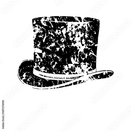 Vector Distressed top hat with a vintage aesthetic.