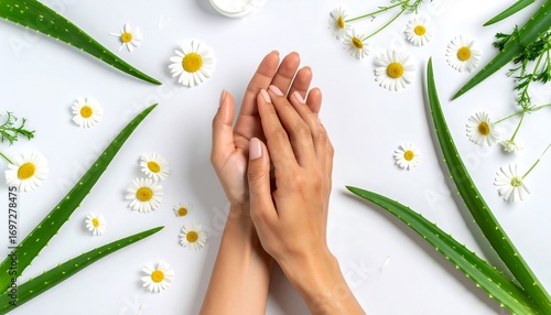 Hands being moisturized with natural ingredients