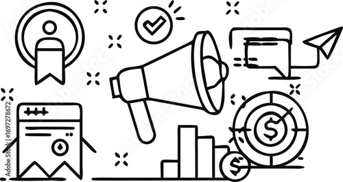 E-Commerce Related Vector Line Icons. Outline Symbol Collection